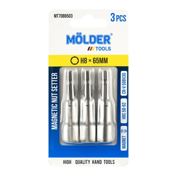 Набір біт магнітних для покрівельних саморізів MOLDER, H8x65мм, 3шт в блістері