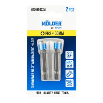Набір біт з магнітним тримачем MOLDER, PH2x50мм, 2шт в блістері