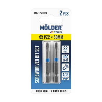 Набір біт MOLDER, PZ2x50мм, 2шт в блістері (кольорове маркування)