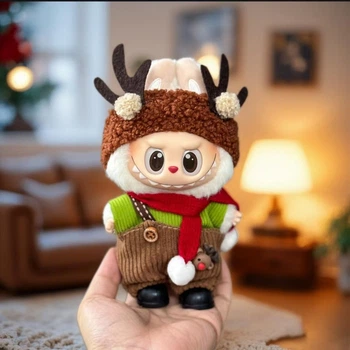 Одежда лабубу, новогодний костюм лабубу, Labubu Santa костюм 17 см K03