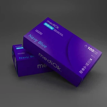 Рукавички нітрилові міцні 4,2 гр. mediOK Navy XS темно-сині 100шт