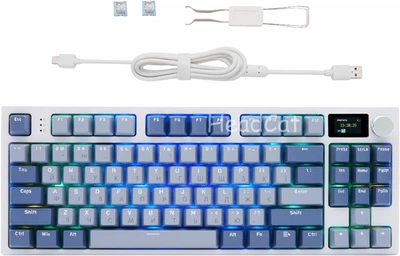 Ігрова Бездротова Механічна Клавіатура ATTACK SHARK K86 Lavander з TFT-дисплєм, RGB, 4000mAh, 2.4G/Bluetooth/Кабель, Українська розкладка