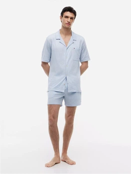 Пижама (рубашка + шорты) мужская хлопковая Tommy Hilfiger 41636786 XL Голубая (1161127506)