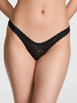 Кружевные трусики тонг Victoria's Secret Pink 1160937096 (Черный L)
