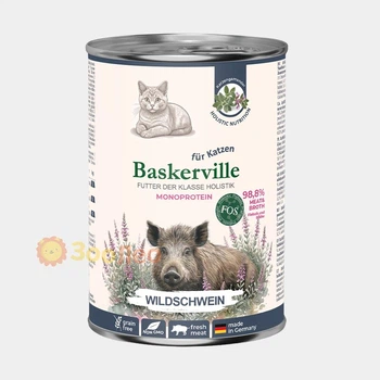 Влажный корм Baskerville Пребио для кошек, Дикий кабан, полнорационный, холистик, 400 г