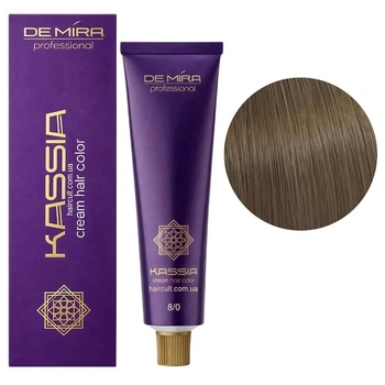 Крем-фарба тонувальна для волосся без аміаку Demira Professional Color Kassia 8/0 Світлий блондин натуральний 90 мл