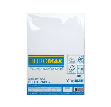 Бумага офисная А4 80г/м2 BM.27211100E BUROMAX, EUROMAX, 100 листов (4823078975287)