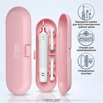 Футляр для электрической зубной щетки Oral B Braun Philips Pecham XIAOMI Универсальный подходит для электрощетки орал б на 2 насадки дорожный кейс на щетку филипс Розовый Dental Man Case Pink