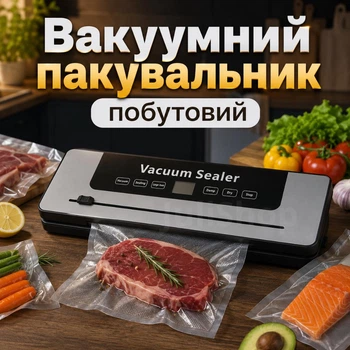 Вакууматор побутовий Vacuum Sealer для продуктів – кухонний вакуумний пакувальник для дому