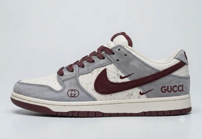Кросівки Nk SB Dunk шкіра білий з сірим та бордовим 39
