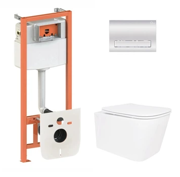 Набор Qtap Nest 4 в 1 подвесной унитаз Crow Ultra Quiet 520x360x290 + комплект установки QT05335172W48199