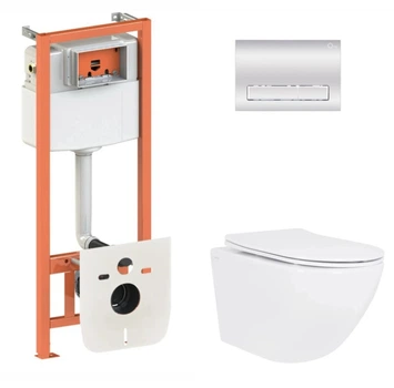 Набор Qtap Nest 4 в 1 подвесной унитаз Jay Ultra Quiet 520x360x320 + комплект установки QT07335175W48198