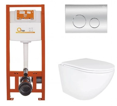 Набор Qtap Nest 4 в 1 подвесной унитаз Robin Ultra Quiet 490x365x325 + комплект установки QT1333046EUQW45146