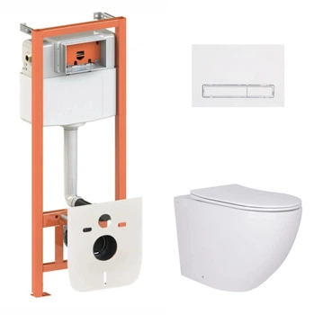 Набор Qtap Nest 4 в 1 подвесной унитаз Robin Ultra Quiet 520x365x365 + комплект установки QT13332381AW47505