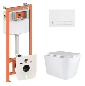 Набор Qtap Nest 4 в 1 подвесной унитаз Tern Ultra Quiet 525x345x360 + комплект установки QT17332303AW47511
