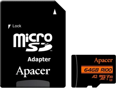 Карта памяти Apacer 64GB microSD class 10 UHS-I U3 (AP64GMCSX10U8-R)