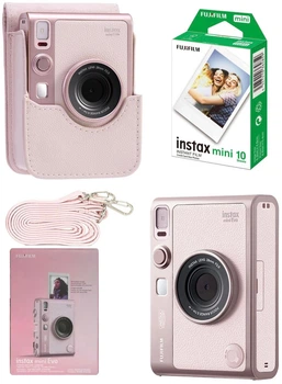 Набор Fujifilm INSTAX MINI EVO Hybrid Light Pink розовая фотокамера мгновенной печати / картридж 10 фото / чехол розовый / подарочная упаковка