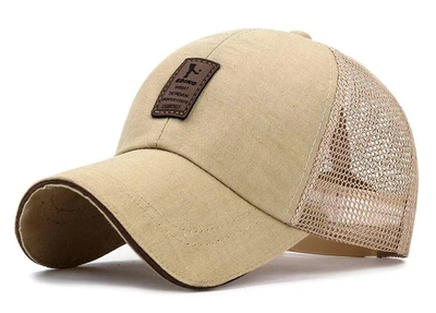 Бейсболка SB, спортивная кепка, сетка, Бежевая 54-60