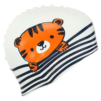Шапочка для плавания детская/юниорская силиконовая Tiger Белая