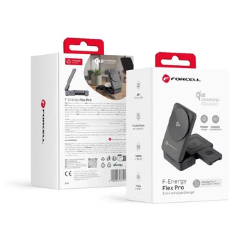 Беспроводная зарядка Forcell F-Energy 3в1 Flex Pro Qi2 совместимая с MagSafe F-05 Silver (5903396374180)