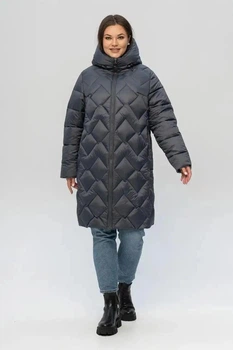 Зимовий жіночий пуховик великого розміру UF-Fashion LAR 07-1 54 графітовий