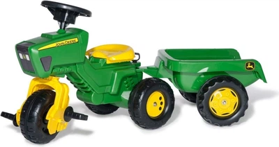 Трактор на педалях Rolly Toys Rolly-Kid John Deere 3-колесный с прицепом 052769 Зеленый (4006485052769)