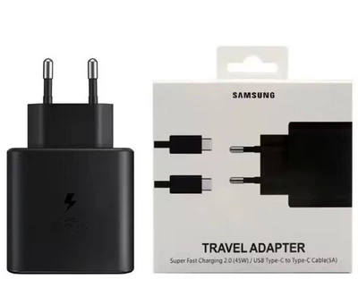 Блок живлення та Кабель Type-C підтримка Super Fast Charging 45W/45 Вт для Samsung Galaxy S23/S22/S21/Note 10+/Z Flip3/Z Fold3 (EP-TA845) Чорний