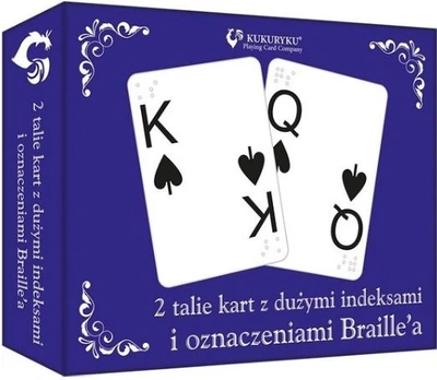 Karty do gry Kukuryku z dużymi indeksami i znakami Braille 2 talie x 54 karty 64794 (5901738564794)