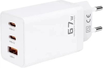 Мережевий зарядний пристрій Voltage GaN Charger 67W PD 3.0 QC 4.0 USB-A 2xUSB-C White (VEAGaN67AC2WE)