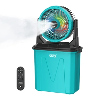 Вентилятор увлажнитель воздуха аккумуляторный WINNINGSTAR ST-4106 20000mAh RGB подсветка, повербанк, фонарь Green