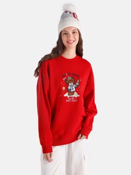 Світшот оверсайз жіночий Colin's CL1066284-RED M-L Червоний з принтом (8683197893338)