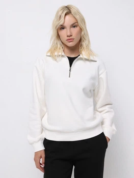 Толстовка на молнии без капюшона женская Colin's CL1065678OFW L Off White (8684112834429)