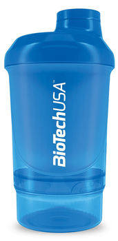 Шейкер BiotechUSA wave + nano 300 мл, шейкер синий спортивный с контейнером 300 мл
