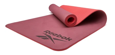 Двусторонний коврик для йоги Reebok красный 176 х 61 х 0,6 см антискользящий мат для тренировок фитнес коврик