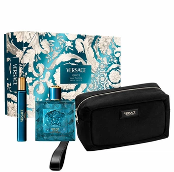 Подарочный набор для мужчин Versace Eros Pour Homme Туалетная вода 100 мл + 10 мл + Косметичка