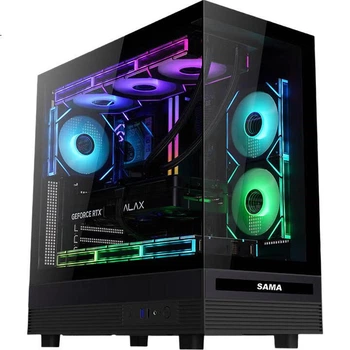 Корпус SAMA Jinghong Black ATX панорамный, водяное охлаждение 360 мм, 9 мест под вентиляторы