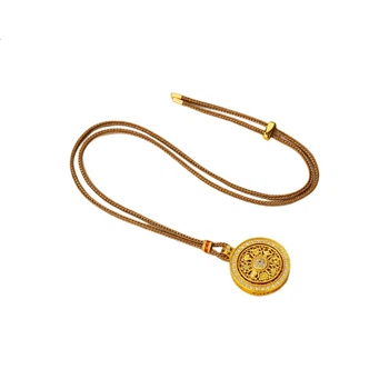 Колье женское Qlady Eight Treasures Compass Sand Gold длинное с кулоном зодиака, легкое