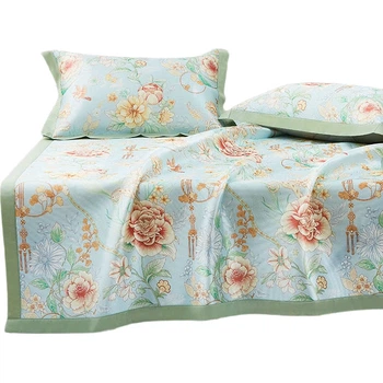 Коврик охлаждающий FUANNA Nanzi Ice Silk с наволочками, 1.8x2 м, синий, 3 предмета