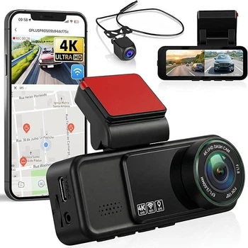 SIXWIN відеореєстратор автомобільний 4K + 2K 1080p, 2 камери, WLAN, GPS, ADAS, нічне бачення, 24H паркування