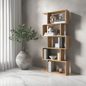 Полиця для книг VAYS M-12 Дуб Аппалачі, стелаж на 5 полиць, ЛДСП, 70×24×163 см - для дому, вітальні, офісу