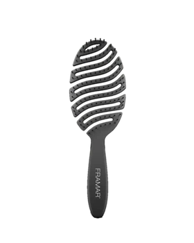 Щётка для волос масажная продувная Flex Brush гибкая термостойкая до 150°C черная