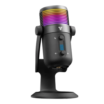 Микрофон конденсаторный Fantech MCX03 Leviosa Max, кардиоидный, USB-C, 192 кГц/24 бит, 16 мм, RGB, сенсорное управление