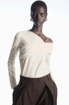 Блуза жіноча cos gathered off-the-shoulder asymmetric top 1189886007 L Молочний