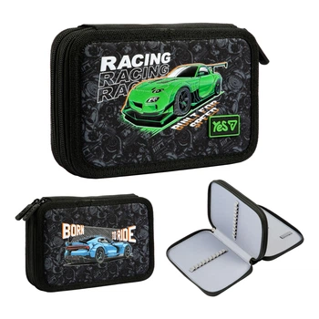 Пенал шкільний YES, 2 відділення, Racing Life, Чорний, (533715)