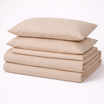 Комплект постільної білизни №15-1214 Warm Sand Mikrosatin Premium Однотонний Полуторний