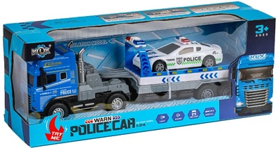 Zestaw pojazdów KLX ciężarówka z lawetą i samochodem policyjnym ze światłem i dźwiękiem 1:24 (1296628) (5700135346800)
