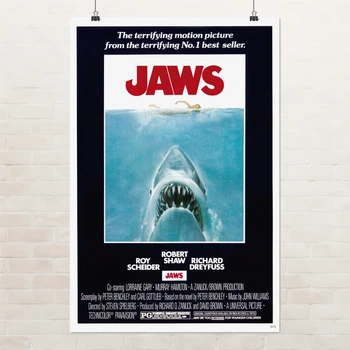 Постер Челюсти, Jaws (1975), акула, культовое кино, A3 42×28 см (id7341)