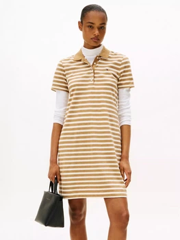 Плаття-футболка коротке літнє жіноче Tommy Hilfiger 246589121 S Бежевий/Коричневий (1161143927)