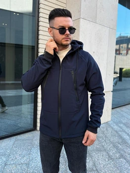 Вітрівка Next soft shell чоловіча весняна осіння на флісі XL синя (27060)