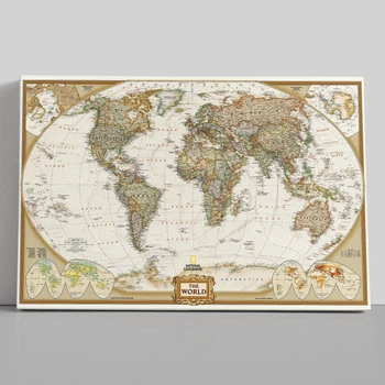 Интерьерная картина Географическая карта мира (англ), World Map, 71×106 см (id1208)